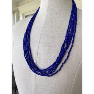 Vintage 1980s Bohemian Glass Seed Bead 6 Strand Necklace